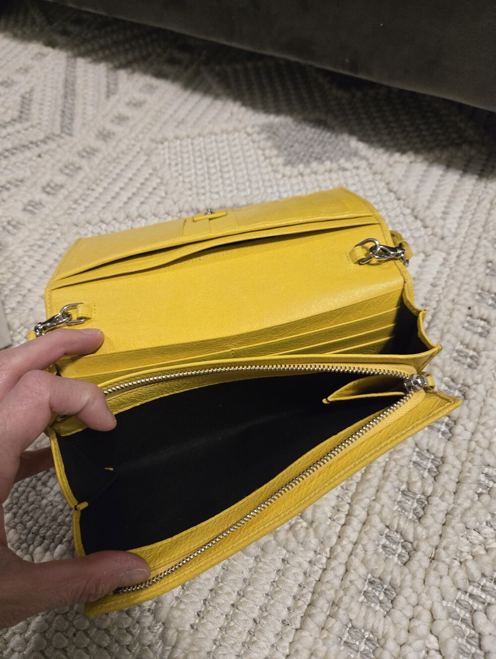 Balenciaga Yellow Leather Wristlet Shoulder Clutch - Picture 9 of 9